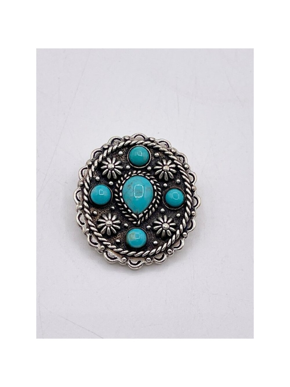 Carol Felley Sterling Silver Turquoise Slider Pendant Southwestern Vintage 14g